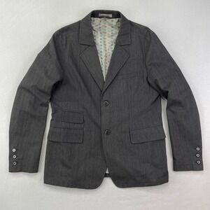 FOSSIL‎ 54 Blazer Jacket Mens Large Brown Herringbone Twill 2-Button Sport Coat